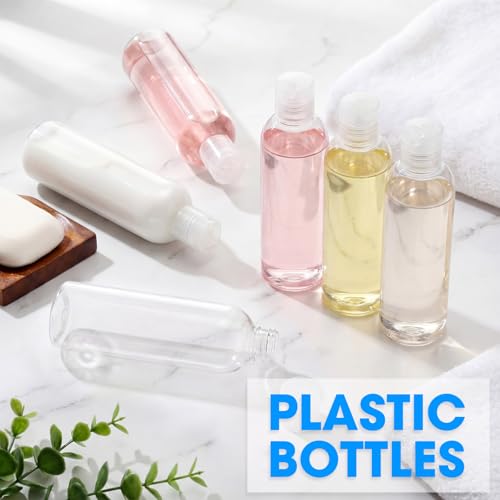 Eccliy 48 Pack 8oz Empty Plastic Squeeze Bottles with Disc Caps Travel Containers Refillable Plastic Empty Bottles with Caps for Shampoo, Lotions, Liquid Body Soap, Creams (Clear)