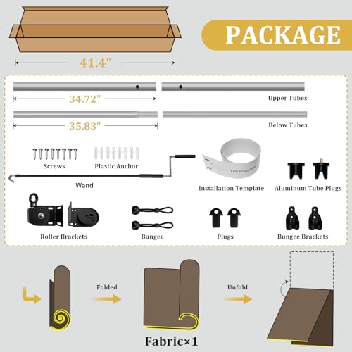 Outdoor Roller Shades 6' W x 8' H Splicing Design Cordless Patio Blinds - Mocha