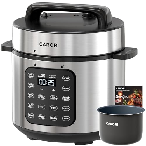 Electric Pressure Cooker 6 Qt 9-in-1 Multi-Function Slow Cooker & Steamer - Silver