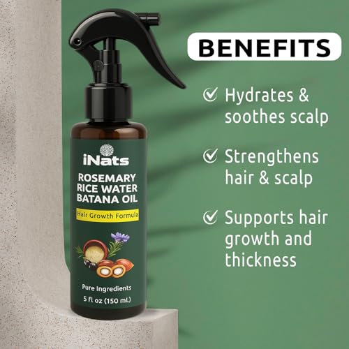 iNats Rosemary Water Spray for Hair Growth - 5 Fl Oz, Nourishing Hair & Scalp