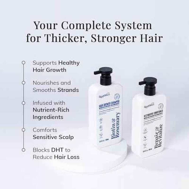Hair Growth Shampoo and Conditioner Set - Rosemary & Biotin Shampoo and Conditioner for Hair Thickening - Botanical Boost for a Healthy Scalp, Hair Growth and Strengthen