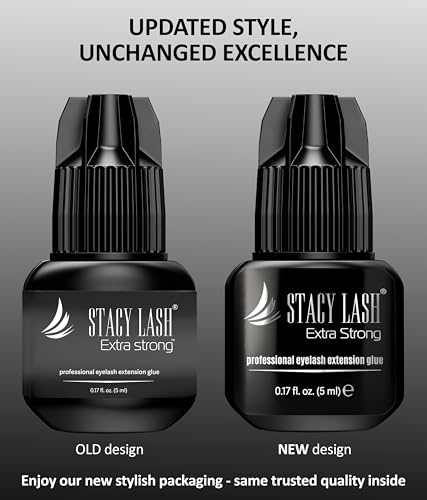 Extra Strong Eyelash Extension Glue 0.17 Fl Oz with Glue Ring - Fast Drying Professional Adhesive