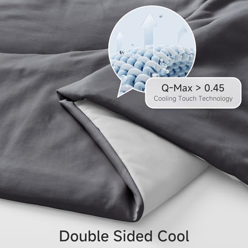 HOMFINE Queen Cooling Comforter - Breathable, Double-Sided Cool Technology, 90x90 Inches, Gray