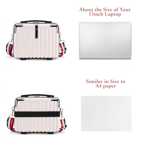 Mini Suitcase Hard Shell Makeup Case Stress-Resistant ABS Hard Makeup Travel Case Portable Hand Luggage with Shoulder Strap for Travel Camping Home Organizer Dark Grey