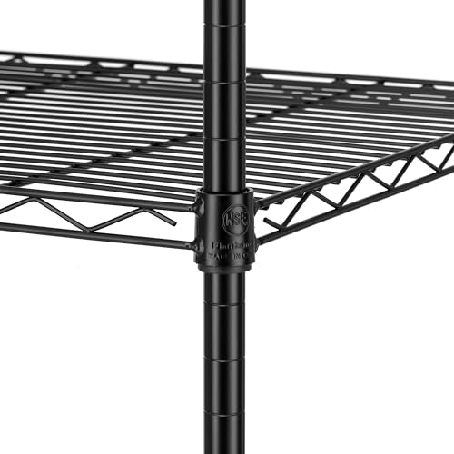 59-Inch Heavy Duty Wire Shelving Unit - Black 5-Tier Storage Rack, NSF Certified