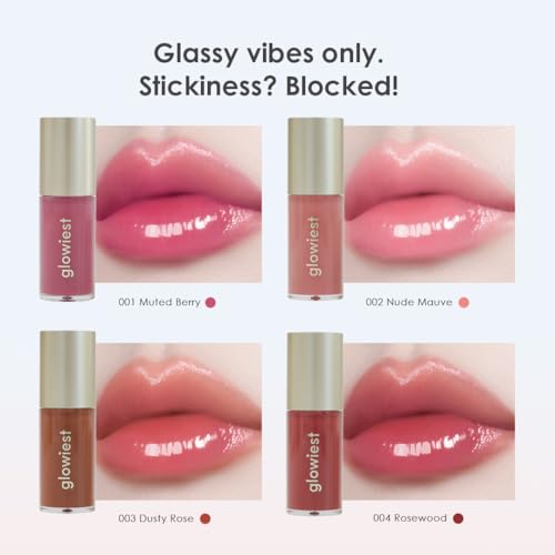 Glowiest Dream Glow Tinted Lip Oil 3-in-1 Lip Gloss with DUSTY ROSE Variation, Moisturizing & Plumping, 0.19 fl oz