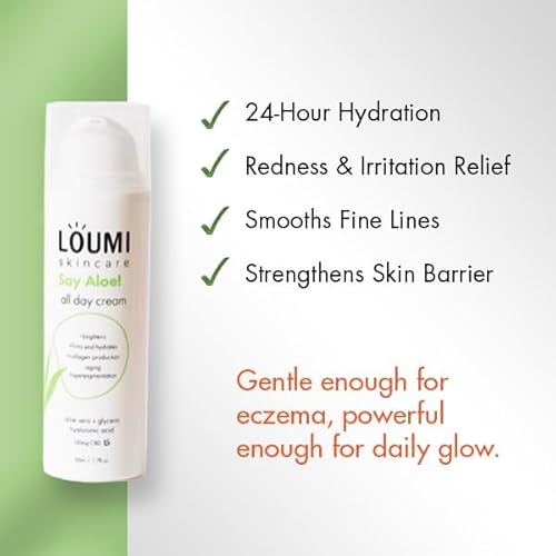 LOUMI Skincare Glow & Aloe Duo Bundle - RoseGlow Moisturizing Face Oil & Say Aloe! All Day Cream - Lightweight Hydrating Face Cream - Aloe Vera, Algae, and Hyaluronic Acid - Made in the US