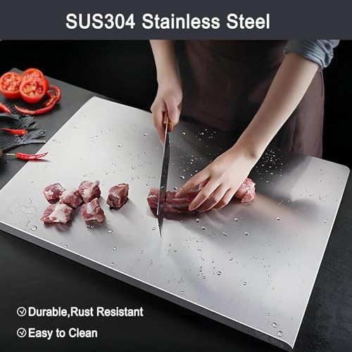 Scyllantric 23.6x19.6in Large Stainless Steel Cutting Board Non-Slip Dishwasher Safe for Meat & Vegetables