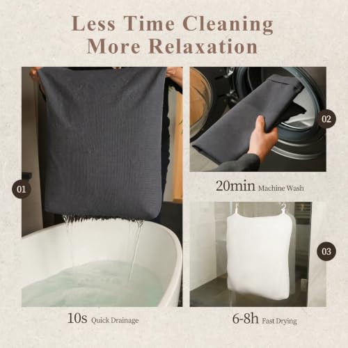 Luxury Bathtub Pillow with Head, Neck & Back Support - Dark Gray, M Size - Comfortable Spa Bath Accessory
