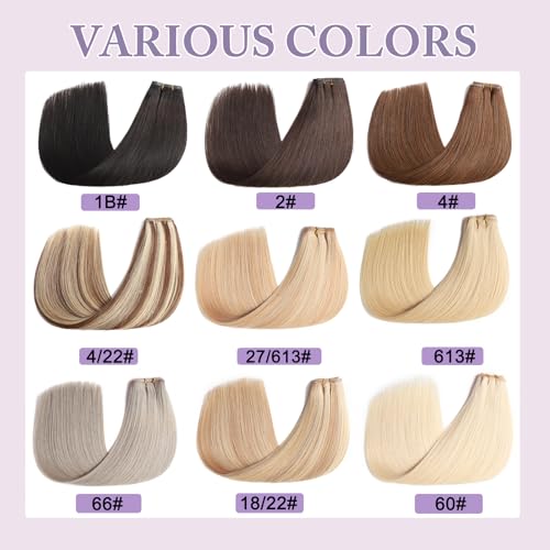Poetically 16 Inch Brown Highlighted Golden Blonde Butterfly Weft Hair Extensions - 100g Human Hair
