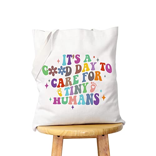 WCGXKO NICU Nurse Gift - NICU Nurse Graduation Canvas Shopping Bag (TINY HUMANS Tote)