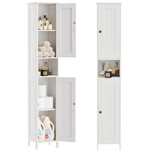 Tall Bathroom Storage Cabinet - White 11.8W Slim Vertical Organizer