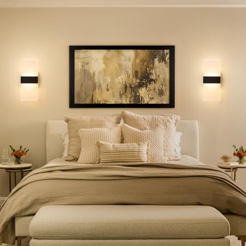Black 4 Pack Modern Dimmable LED Wall Sconces Set of 4 - Adjustable Color Temp 2700K-5000K, Damp Rated, Hardwired Indoor Lighting