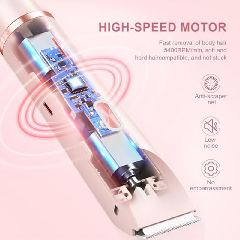 Bikini Trimmer for Women, 2 in 1 Electric Razors for Women - Double Head, Rechargeable, IPX7 Waterproof, Pain-Free Hair Removal for Facial, Body & Sensitive Areas with Ceramic Blades, Cordless