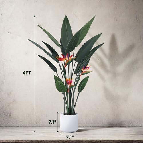 Artificial Bird of Paradise Plant 48in Green Faux Tree for Indoor & Outdoor Decor - 4Ft