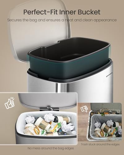 20 Gallon Stainless Steel Trash Can with Step-On Pedal - Silver