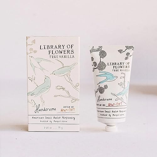 Library of Flowers True Vanilla Hydrating Hand Cream - Nourishing Moisturizer for Soft Skin, Travel Size