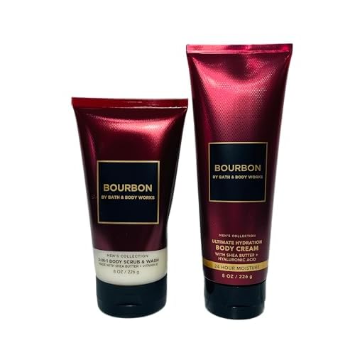 Bath & Body Works Men's Bourbon Ultimate Hydration Body Cream and Body Scrub