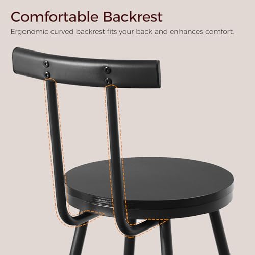 Black MAHANCRIS Adjustable Counter Bar Stools Set of 2 with Backrest & Footrest