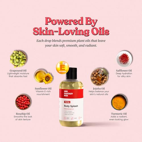 Her Fantasy Box | Body Splash Hydrating Body Oil (Yummy) - Moisturizing, Non-Greasy Formula for Soft, Smooth Skin - All-Natural, Lightweight & Nourishing (Pack of 2)