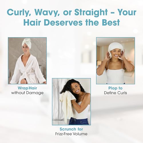 Hair RePear 29x45 Natural Cotton Hair Towel - Anti-Frizz, Gentle & Absorbent