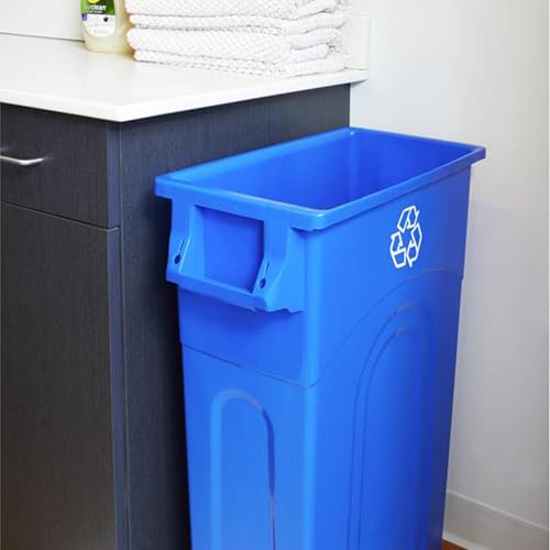 United Solutions 2 Pack Highboy Recycling Bins 23 Gallon Slim Indoor Outdoor Blue