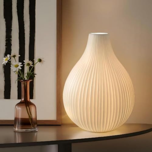 RONDURE Delia Modern Ceramic Table Lamp - Handcrafted Bedroom & Living Room Decor