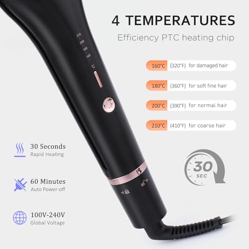 4-in-1 Hair Crimper Waver Curling Iron for Beach Waves & Deep Waves, Adjustable Temp