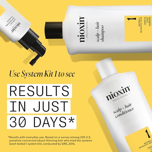 Nioxin Scalp + Hair Thickening System 1 Shampoo| For Natural or Untreated Hair with Light Thinning| With Niacinamide and Biotin| 33.8 Fl oz.