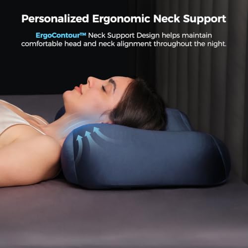 Cooling Memory Foam Pillow with Dual-Height Neck Support - Standard Size