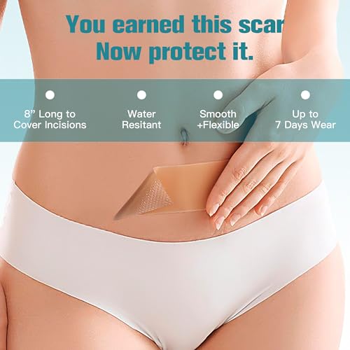 Silicone Scar Thicked Sheets,C Section Recovery Kit 2in x 8in 10ct | Reuseable Extra Long Scar Strips for Reducing the Appearance of Keloid Bump,Stretch Marks,Burn,Surgical Scar Removal(Latex Free)