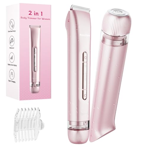 Bikini Trimmer for Women, 2-in-1 Electric Shaver for Bikini Line & Sensitive Areas, Dual Head Women¡¯s Razor, IPX7 Waterproof Wet/Dry, USB-C Rechargeable