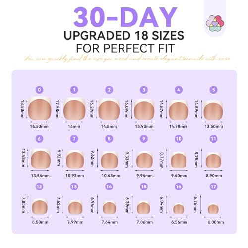 Press On Toenails Kit - Brown French Tips, 216 Pcs, Complete Pedicure Set