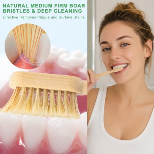 Eco-Friendly Bamboo Toothbrush with Boar Bristle - 4 Pack - Variation of Boar Toothbrush