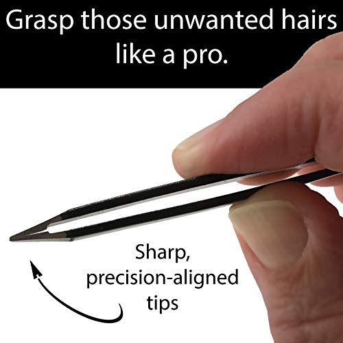 Ombre Tweezer Set - Classic and Mini Slant Tweezers for Eyebrow & Facial Hair Removal, 2 Piece Assortment