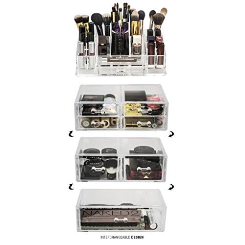 Sorbus Acrylic Cosmetics Makeup and Jewelry Storage Case Display Sets ? Interlocking Drawers to Create Your Own Specially Designed Makeup Counter ? Stackable and Interchangeable (Clear)