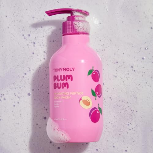 TONYMOLY Plum Bum Peptide Hydrating Body Wash ? Moisturizing & Nourishing Cleanser with Plum Extract, Peptides & Glycerin ? Gentle Korean Body Wash for Soft, Smooth, Radiant Skin, 13.5 fl oz