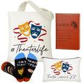 4 Pack Theatre Gift Set for Musical Theater Lovers Canvas Tote Makeup Bag Crew Socks Leather Notebook for Broadway Actors Drama Students Valentine¡¯s Day Birthday Graduation Gifts