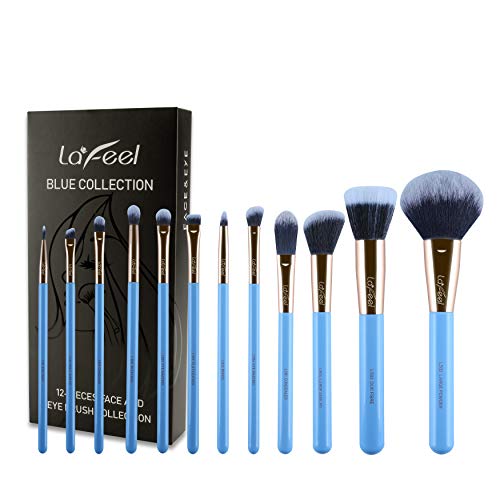 Makeup Brush Set Blue Collection Face and Eye Brush Set of 12