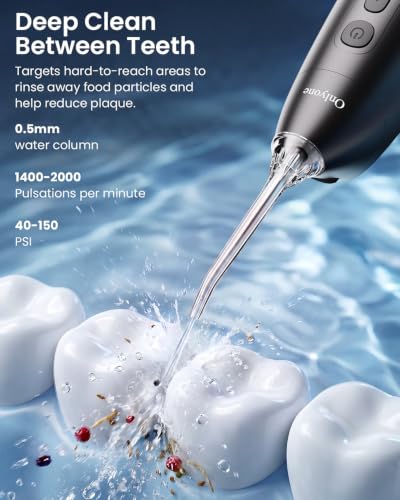 Onlyone Portable Water Flosser Black - 3 Settings, 5 Tips for Oral Care