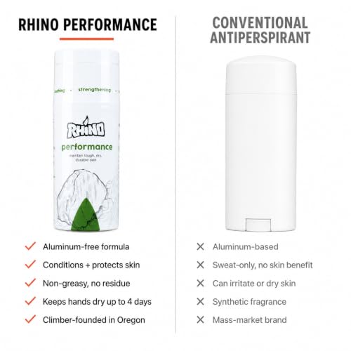 Rhino Skin Solutions Aluminum-Free Hand and Foot Antiperspirant Cream - 3.4 Fl Oz - Skin Conditioner & Moisturizer for Climbing & Athletes