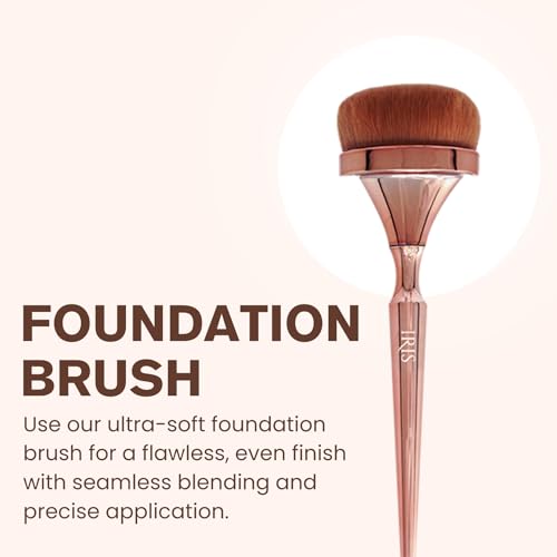 Iris Luminous HD Foundation Brush | Vegan & Cruelty-Free Makeup | Synthetic fibres | Essential for Flawless Beauty | Rose Gold