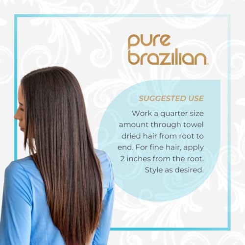 Pure Brazilian Anti-Frizz Leave-In Serum 13.5 Fl Oz - Nourishing Hair Treatment with Keratin & Argan Oil - Protects from Heat & UV