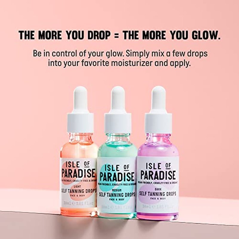 Isle of Paradise Self Tanning Drops, Dark (Bronzed Glow) - Vegan and Cruelty Free Self-Tan Drops, 1.01 Fl Oz