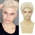 Kaneles Mens Blonde Short Synthetic Wig Natural Fluffy Heat Resistant Halloween - Blonde1