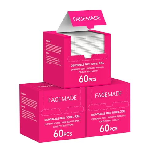 Disposable Face Towels 180 Count - XXL Pink Face Cloths, 12" x 12"