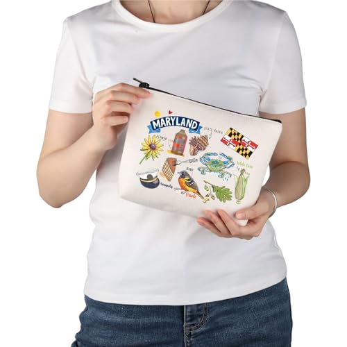 PWHAOO Maryland State Souvenirs Gift Maryland Makeup Bag Maryland Home Cosmetic Bag Maryland Tourism Gift Maryland Vacation Gift (Maryland M)