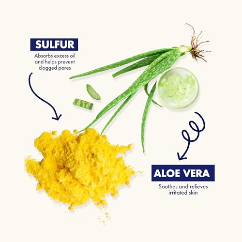 Dermisa Sulfur Bar Soap with Aloe Vera, Helps to Cleanse Oily Acne-Prone Skin and Unclog Pores, Contains Sulfur & Aloe Vera, No Parabens, No Animal Testing, 3 oz (Pack of 1)