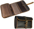 Brown Leather Hanging Toiletry Bag for Men Travel Dopp Kit Organizer