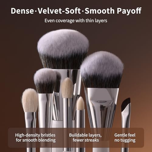 Makeup Brushes Set, Albeaut 7Pcs Face Eyeshadow Brushes Kit with Preminum Bristles Liquid Foundation Concealer Blending Tools Professional & Travel Bag